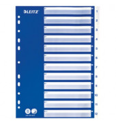 Kunststoffregister 1251-60-01, 1 bis 12, A4, 120µm, weiße Taben, 12-teilig