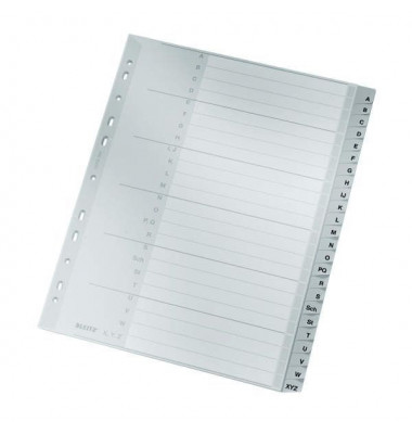 Kunststoffregister 1261-00-85, A bis Z 24-teilig, A4+, 120µm, graue Taben, 24-teilig + Deckblatt