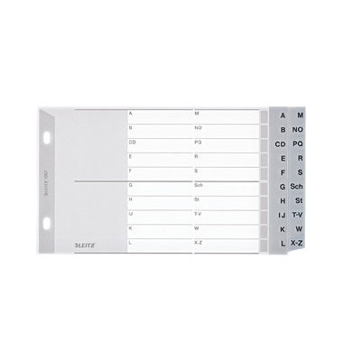 Kunststoffregister 1267-00-00, A bis Z, A5 quer, 120&micro;m, graue Taben, 20-teilig + Deckblatt