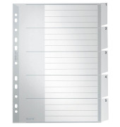 Kunststoffregister 1271-00-85, 5-teilig blanko, A4+, 120µm, graue Fenstertaben, 5-teilig