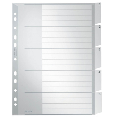 Kunststoffregister 1271-00-00 blanko A4+ 0,12mm graue Fenstertaben zum wechseln 5-teilig