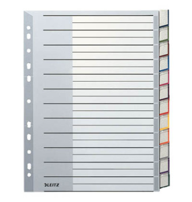 Kunststoffregister 1274-00-00, 12-teilig blanko, A4+, 120&micro;m, farbige Fenstertaben, 12-teilig