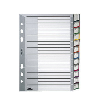 Kunststoffregister 1275-00-00, 12-teilig blanko, A5, 120µm, farbige Fenstertaben, 12-teilig