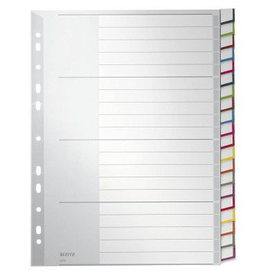 Kunststoffregister 1278-00-00, 20-teilig blanko, A4+, 120µm, farbige Fenstertaben, 20-teilig