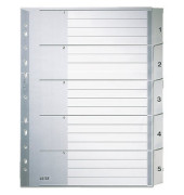 Kunststoffregister 1283-00-00, 1 bis 5, A4+, 120&micro;m, graue Taben, 5-teilig