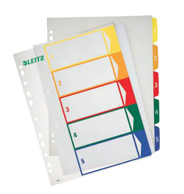Kunststoffregister 1291 12910000, 1 bis 5, A4+, farbige Taben, 5-teilig