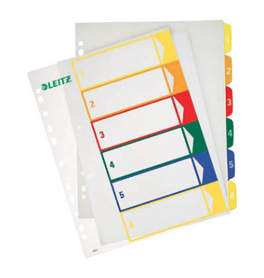 Kunststoffregister 1292-00-00 1-6 A4+ 0,3mm farbige Taben 6-teilig