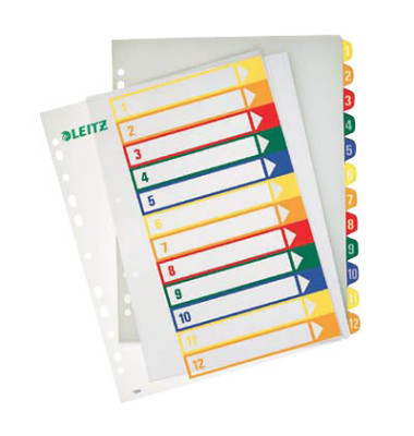 Kunststoffregister 1294-00-00 1-12 A4+ 0,3mm farbige Taben 12-teilig