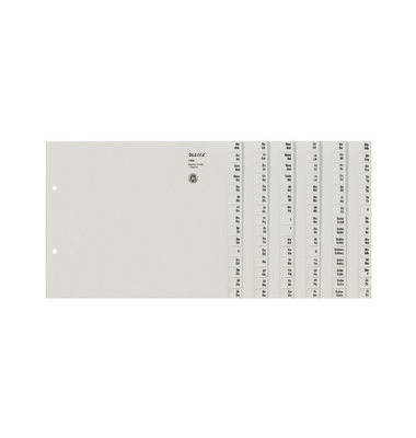 Kartonregister 1306-00-85, A bis Z, A4 halbe Höhe, 100 g/m², graue Taben, 6 x 15-teilig