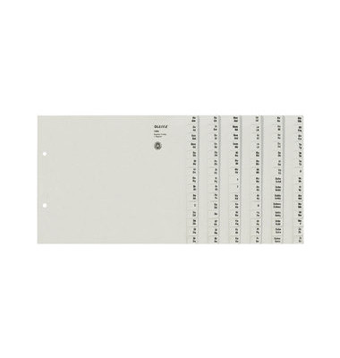 Kartonregister 1306-00-85 A-Z A4 halbe Höhe 100g graue Taben für 6 Ordner 20-teilig