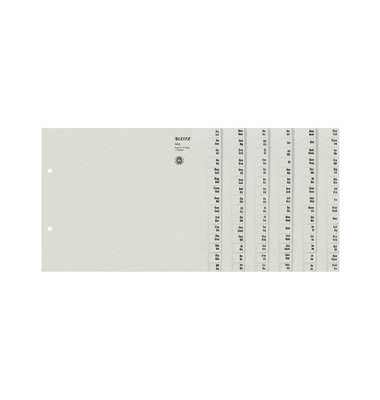 Kartonregister 1312-00-85, A bis Z, A4 halbe H&ouml;he, 100 g/m&sup2;, graue Taben, 12 x 15-teilig
