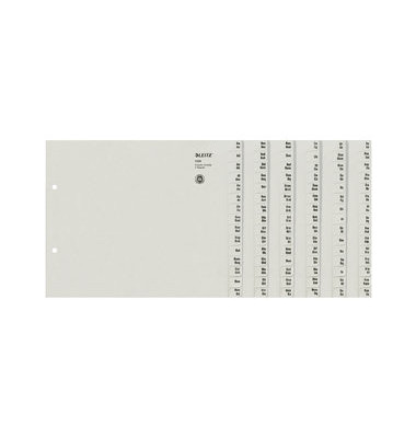 Kartonregister 1324-00-85, A bis Z, A4 halbe H&ouml;he, 100 g/m&sup2;, graue Taben, 24 x 15-teilig