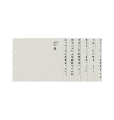 Kartonregister 1336-00-85, A bis Z, A4 halbe Höhe, 100 g/m², graue Taben, 36 x 15-teilig