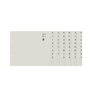 Kartonregister 1351-00-85, A bis Z, A4 halbe Höhe, 100 g/m², graue Taben, 75 x 10-teilig