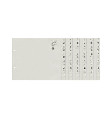 Kartonregister 1352-00-85, A bis Z, A4 halbe Höhe, 100 g/m², graue Taben, 100 x 12-teilig