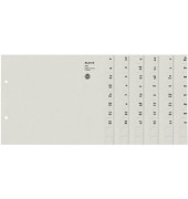 Kartonregister 1354-00-85, A bis Z, A4 halbe H&ouml;he, 100 g/m&sup2;, graue Taben, 200 x 10-teilig