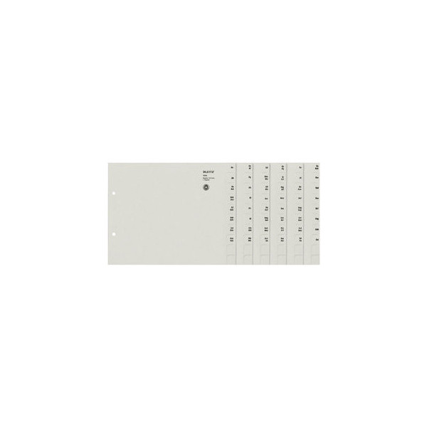 Leitz Kartonregister 13540085, A bis Z, A4 halbe Höhe, 100 g/m², graue Taben, 200 x 10-teilig 4002432328581 Leitz
