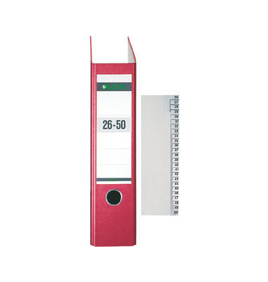 Kartonregister 1382-00-85, 26 bis 50, A4 halbe Höhe, 100 g/m², graue Taben, 25-teilig