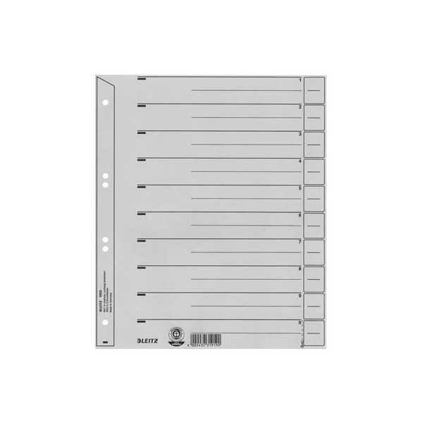 4002432435043 - 1 bis 10 Trennblätter DIN A4 Überbreite Grau 10-teilig Pappkarton 6 Löcher 1650 100 Stück