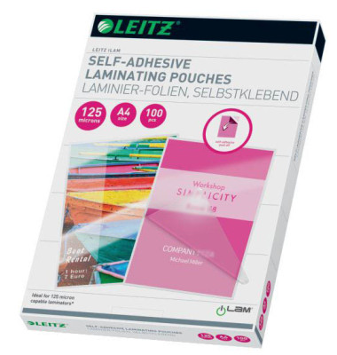 Laminierfolien iLAM 16925, A4, 216x303mm, 125mic x2, glänzend, selbstklebend