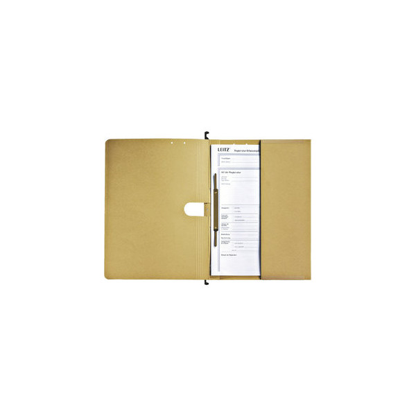 4002432303588 - ALPHA Hängehefter 1912 DIN A4 Kaufmännische Heftung Mit Innentasche V-Base 15 mm 250 g m2 Naturbraun 100% Recycelter Natron-Karton