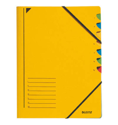 Ordnungsmappe Leitz-Ordnungsmappen-Serie 3907-00-15, I-VII, gelb, A4, 7 F&auml;cher