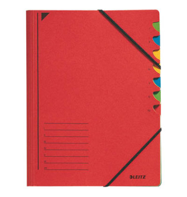 Ordnungsmappe Leitz-Ordnungsmappen-Serie 3907-00-25, I-VII, rot, Din A4, 7 F&auml;cher
