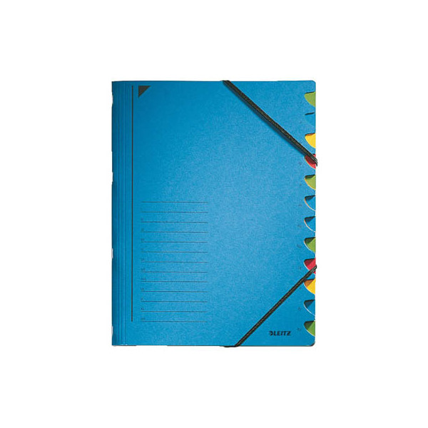 4002432329090 - Ordnungsmappe DIN A4 350g m² Pendareckarton recycelt Farbe blau Farbe des Fächerblocks mehrfarbig 12 Fächer