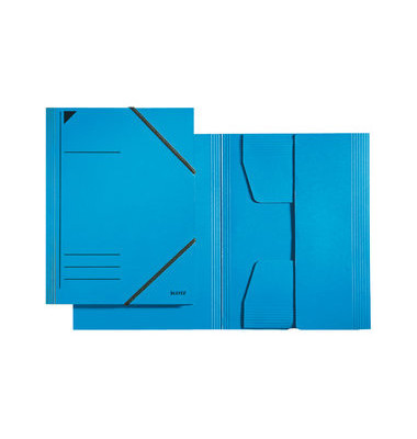 Eckspannmappe 3981 3981-00-35, A4 blau Recyclingkarton 430g, f&uuml;r ca. 250 Blatt  (80 g/m&sup2;), mit 3 Einschlagklappen