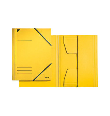 Eckspannmappe 3981 3981-00-15, A4 gelb Recyclingkarton 430g, mit 3 Einschlagklappen