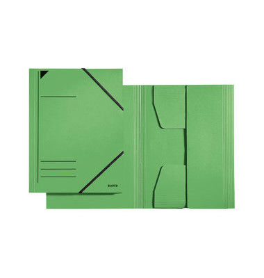 Eckspannmappe 3981 3981-00-55, A4 gr&uuml;n Recyclingkarton 430g, f&uuml;r ca. 250 Blatt  (80 g/m&sup2;), mit 3 Einschlagklappen