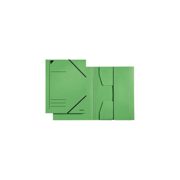 Leitz Eckspannmappe 3981 3981-00-55, A4 grün Recyclingkarton 430g, für ca. 250 Blatt, mit 3 Einschlagklappen 4002432329793 Leitz