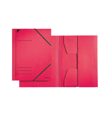 Eckspannmappe 3981 3981-00-25, A4 rot Recyclingkarton 430g, f&uuml;r ca. 250 Blatt  (80 g/m&sup2;), mit 3 Einschlagklappen