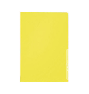 Sichthüllen Standard 4000-00-15, A4, gelb, transluzent genarbt, oben & rechts offen, 