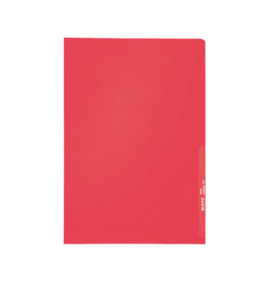 Sichthüllen Standard 4000-00-25, A4, rot, transluzent genarbt, oben & rechts offen, 