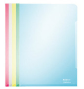 Sichthüllen Super Premium 4153-00-99, A4, farbig sortiert, glasklar glatt, oben & rechts offen, 