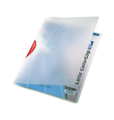 Klemmhefter ColorClip Magic 41750025, A4 transparent/rot, für ca. 30 Blatt, Polypropylen (PP) 80g