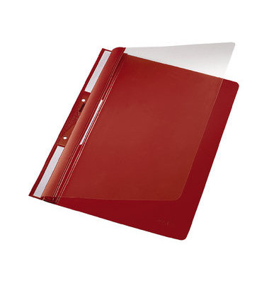 Schnellhefter Universal 4190-00-25, A4, rot, Kunststoff, Kunststoff, Vorderdeckel transparent