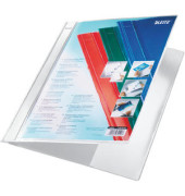 Schnellhefter Exquisit 4193-00-01, A4+, weiß, Polyvinylchlorid (PVC), 80g, Vorderdeckel transparent