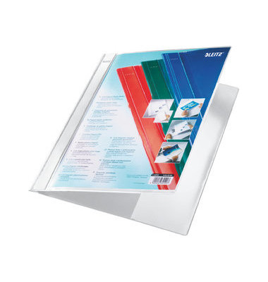 Schnellhefter Exquisit 4193-00-01, A4+, weiß, Polyvinylchlorid (PVC), Vorderdeckel transparent