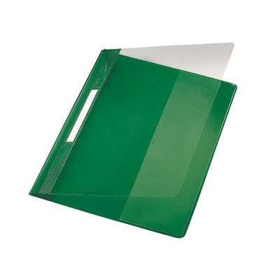 Schnellhefter Exquisit 4194-00-55, A4 überbreit, grün, Polyvinylchlorid (PVC), Vorderdeckel transparent
