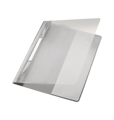 Schnellhefter Exquisit 41940085, A4 überbreit, grau, Polyvinylchlorid (PVC), Vorderdeckel transparent