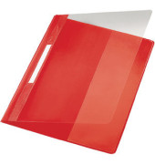Schnellhefter Exquisit 4194-00-25, A4 überbreit, rot, Polyvinylchlorid (PVC), Vorderdeckel transparent