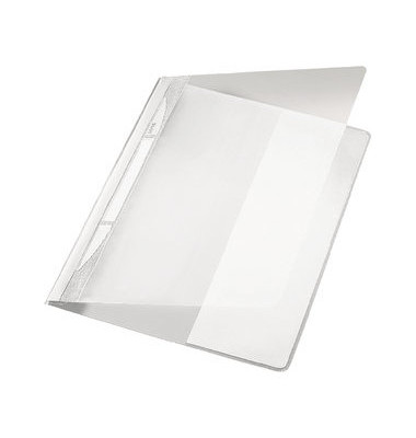 Schnellhefter Exquisit 41940001, A4+, wei&szlig;, Polyvinylchlorid (PVC), 80g, Vorderdeckel transparent