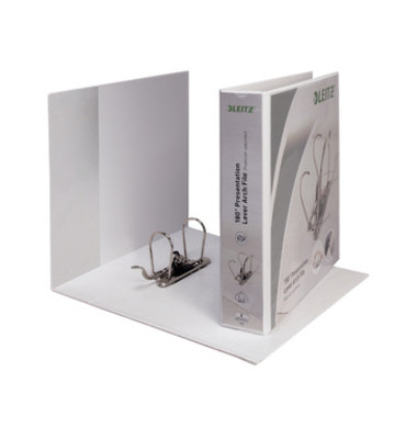 Präsentationsordner 4225 4225-00-01, A4+ 2 Ringe 80mm Ring-Ø Pappe/PP-Folie, 2 Außentaschen, 2 Innentaschen, weiß