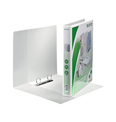 Präsentationsringbuch Standard 4279-00-01, A4+ 2 Ringe 25mm Ring-Ø Pappe/PP-Folie, 3 Außentaschen, 2 Innentaschen, weiß