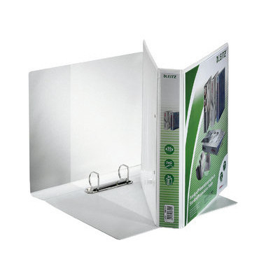 Präsentationsringbuch Standard 4280-00-01, A4+ 2 Ringe 30mm Ring-Ø PP-kaschiert, 3 Außentaschen, 2 Innentaschen, weiß