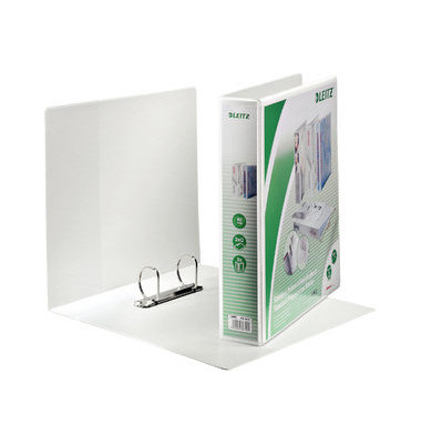 Präsentationsringbuch Standard 4281-00-01, A4+ 2 Ringe 40mm Ring-Ø Pappe/PP-Folie, 3 Außentaschen, 2 Innentaschen, weiß