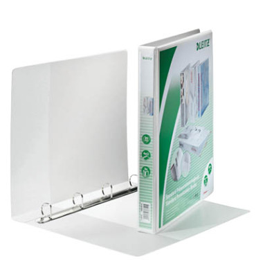 Präsentationsringbuch Standard 4283-00-01, A4+ 4 Ringe 20mm Ring-Ø Pappe/PP-Folie, 3 Außentaschen, 2 Innentaschen, weiß