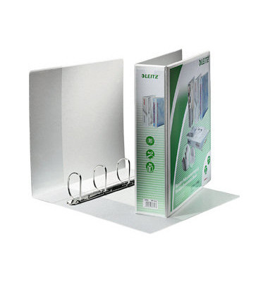 Präsentationsringbuch Standard 4287-00-01, A4+ 4 Ringe 50mm Ring-Ø Pappe/PP-Folie, 3 Außentaschen, 2 Innentaschen, weiß